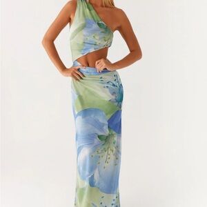 Peppermayo Blue and Green Wilder Maxi Dress